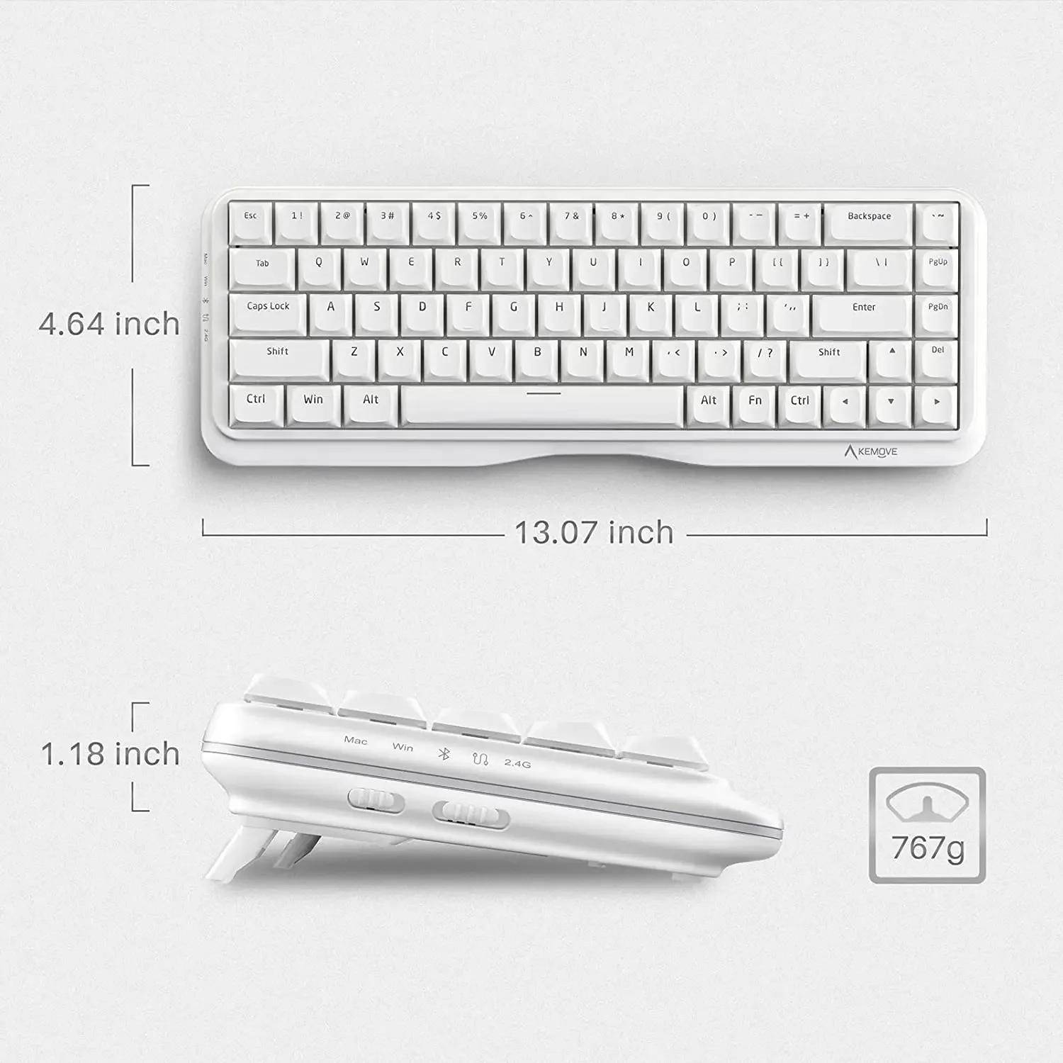 Imagem -04 - Kemove-teclado Mecânico Bluetooth sem Fio K68 Modo 68 Chaves Rgb Hot-swappable 2.4g Compatível com Win Mac Ipad