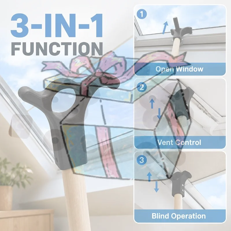 【CCA】3-in-1 Sunroof Opening Hook, 24mm Handle Adapter, Screw Fixed Window Fittings For Sunroof, Vent Strips & Blinds, Shaft Not