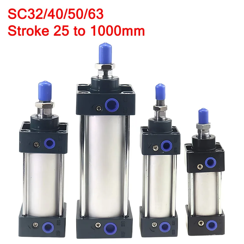 SC Standard Cylinder 32/40/50/63 Double Acting Air Pneumatic Cylinder Stroke50/75/100/125/150/200/250/300/400/500/600/800/1000mm