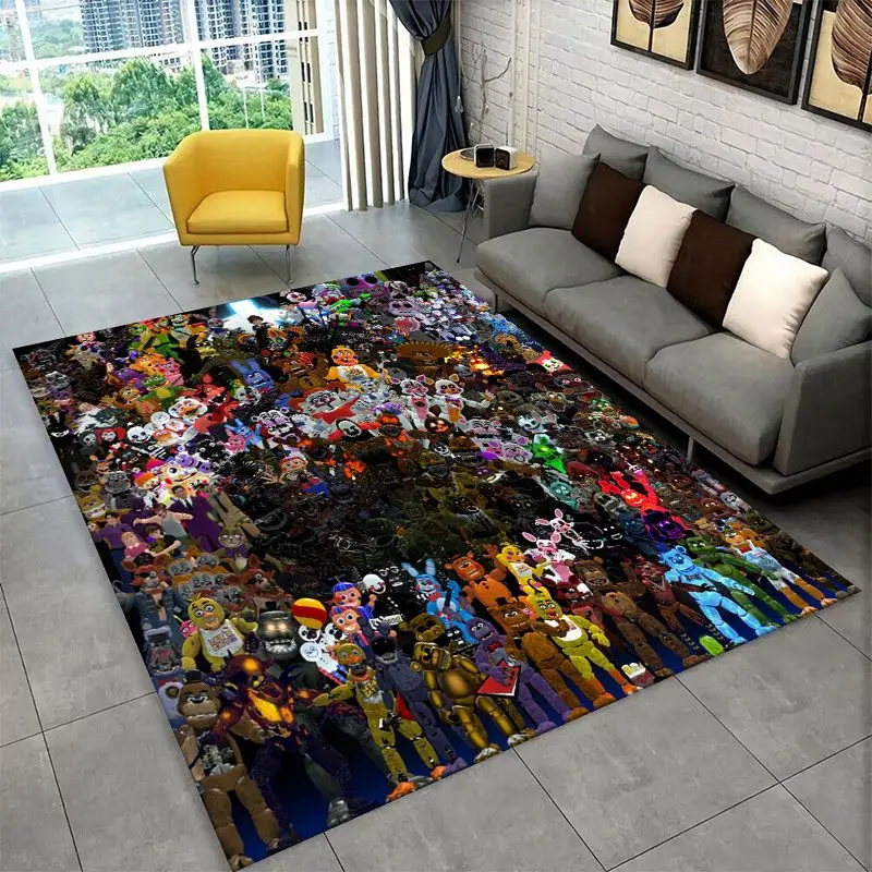 Horror Game F-FNAF Freddy Non-Slip Area Rug for Living Room,Bedroom,Playroom,Soft Carpet Floor Mat Home Decor Rug  Room