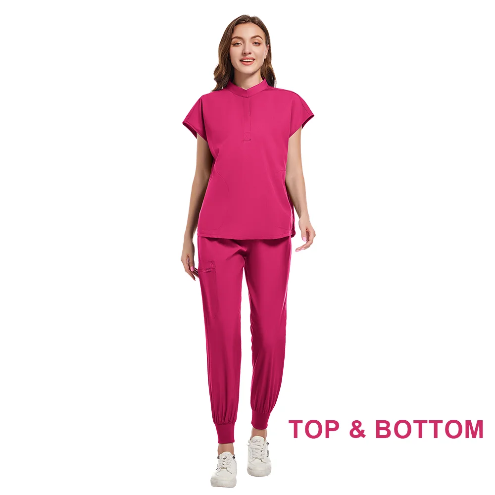 High Quality Scrubs Doctor Medical Center Uniform Comfortable Staff Scrub Suit Ladies Beauty Spa Salon Tunic Top+Pants Workwear