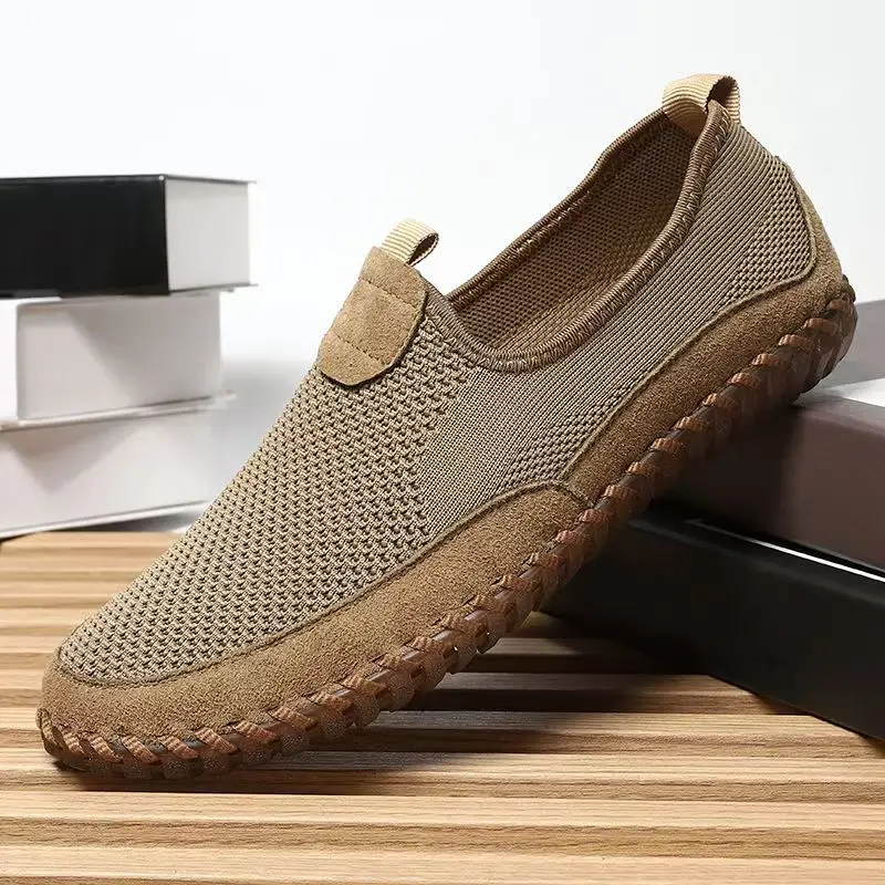 

Men Summer Big Size Mesh Casual Shoes Soft Sole Non Slip Breathable Round Toe Low Top Slip On High Quality Elderly Walking Shoes
