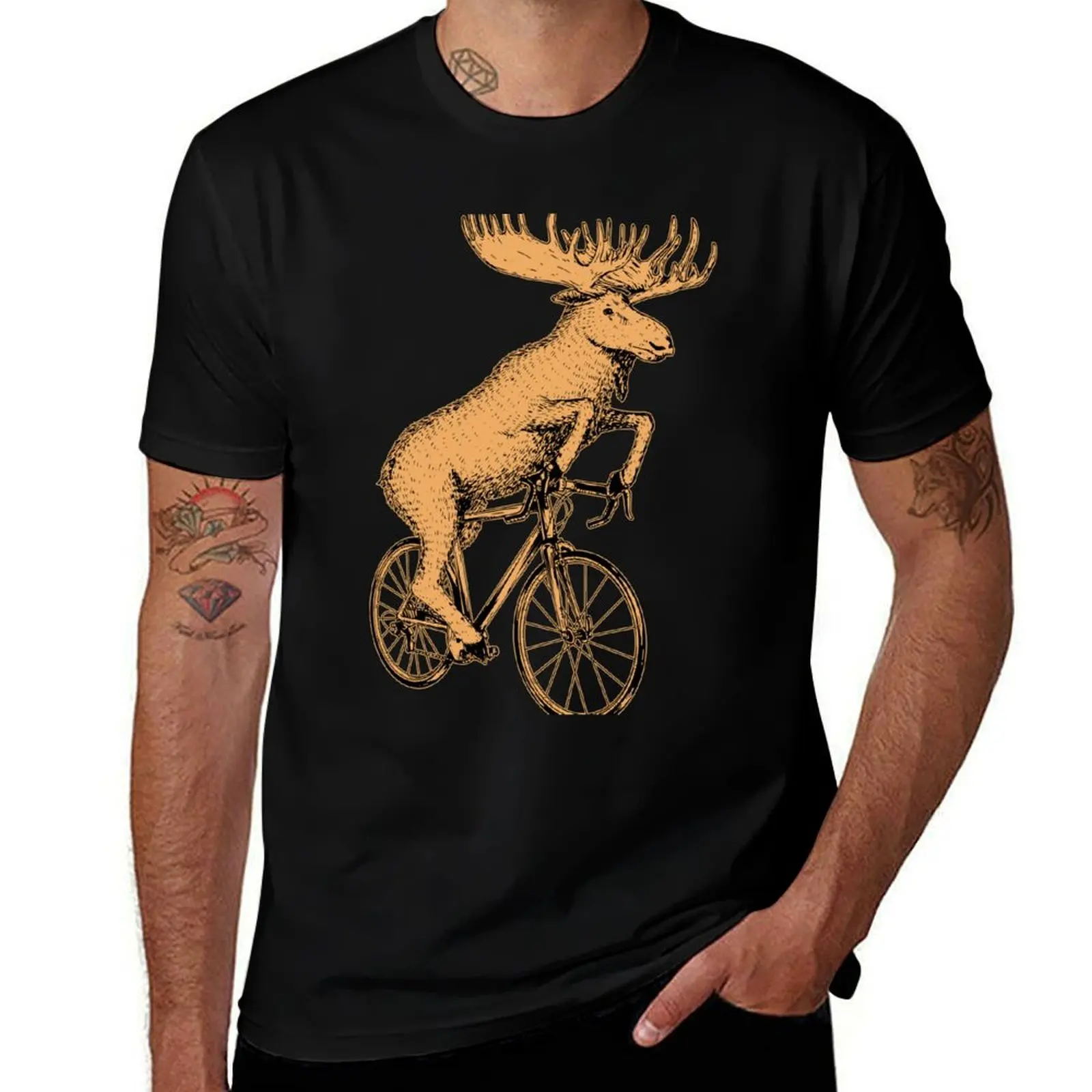 

Cycling Moose T-Shirt printed t shirts for man t shirt men 100% cotton luxury brand T-Shirt