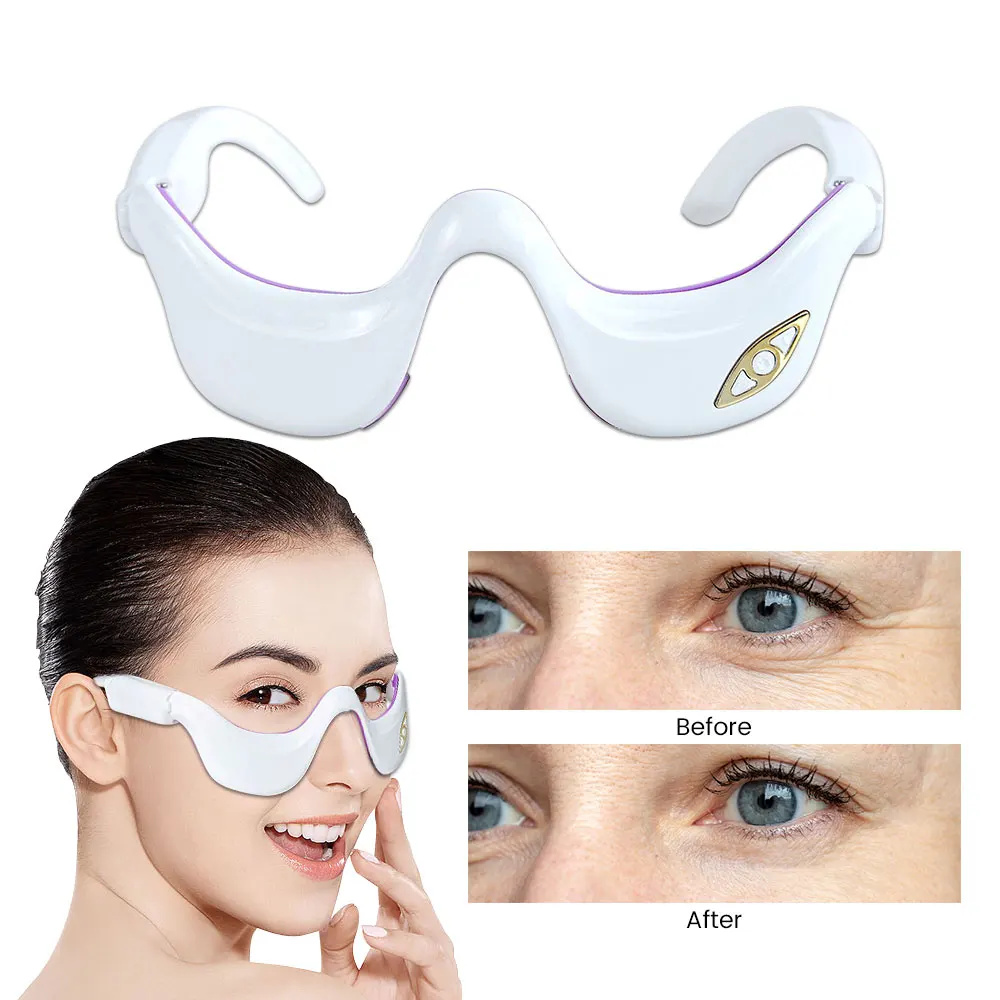 EMS Pulse Vibration Under-Eye Massager Heated Relieves Eye Fatigue Eyes Massage Glasses Dark Circle Eye Bags Eye Fat Remover