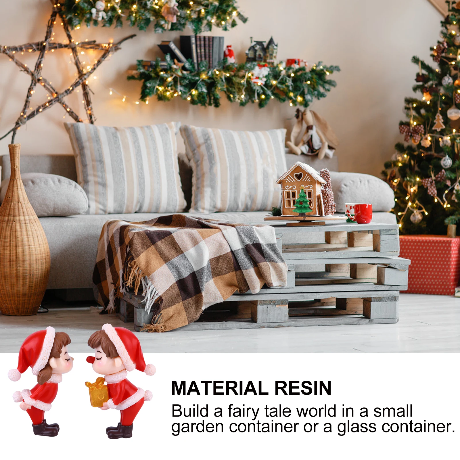 

4Pcs Resin Christmas Couples Mini Desktop Ornaments Micro Landscape Decor Xmas Resin Desktop Decoration Micro Landscape Toy