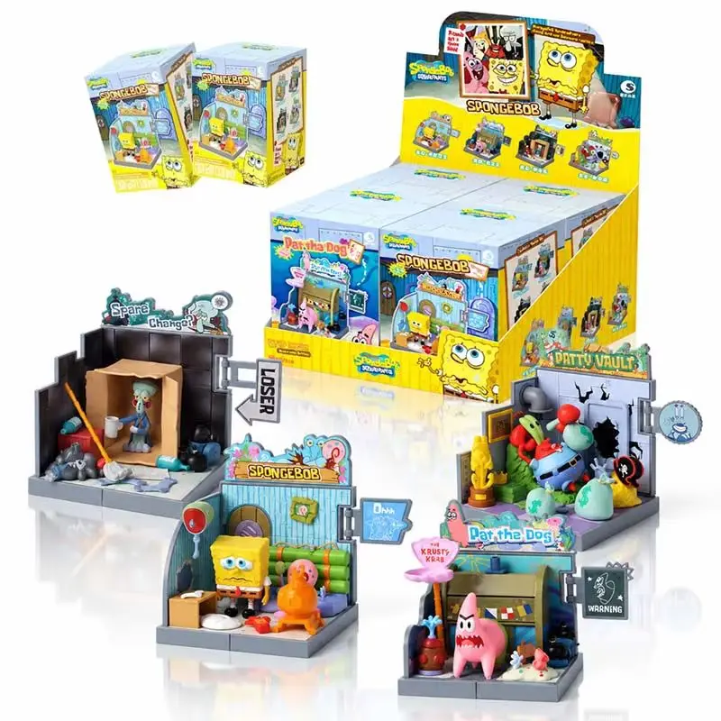 Genuine Trendy Sound Spongebob Squarepants Squidward Patrick Bikini Bottom Abnormal Series Blind Box Scene Building Blocks Toy