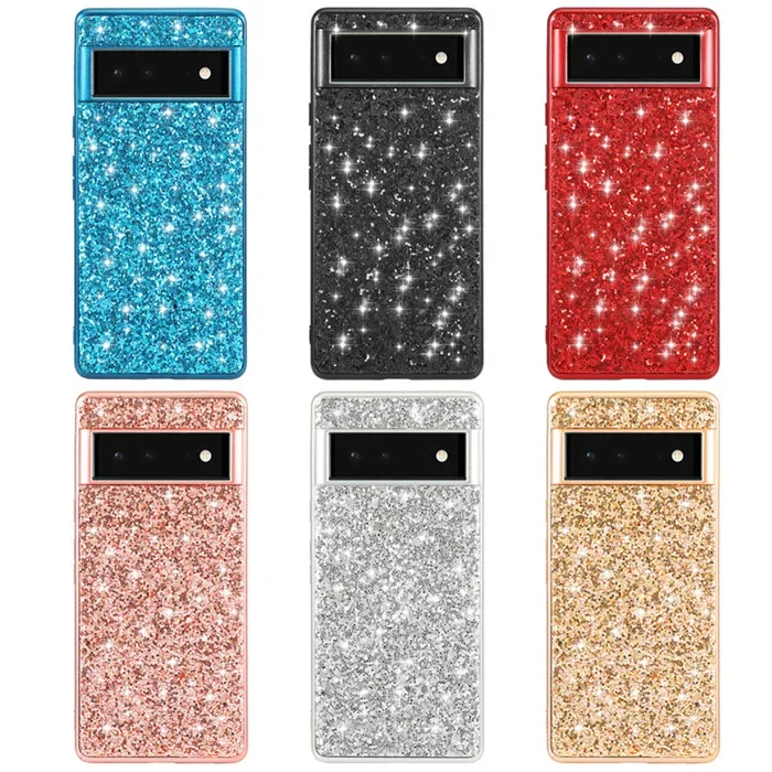 luxury Glitter Back Case For Google Pixel 6 6A Pro 7A 7Pro 8  Paillette Bling Bling Twinkle shining Shockproof Soft Slim Cover