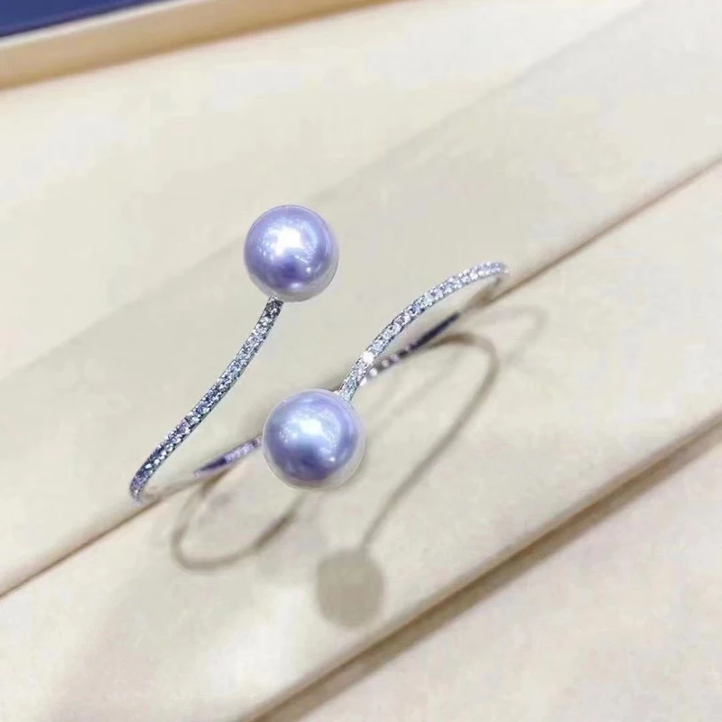 s925-純銀パールアクセサリーダブルビーズスタイル女性のブレスレットマウント-diy-ファッションジュエリーコンポーネント