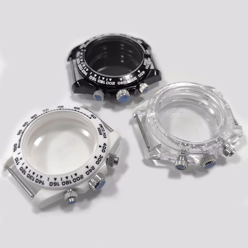 

Watch Case 39mm Simple Fashion Acrylic Glass Watch Case Transparent Plastic for VK63 Quartz Movement