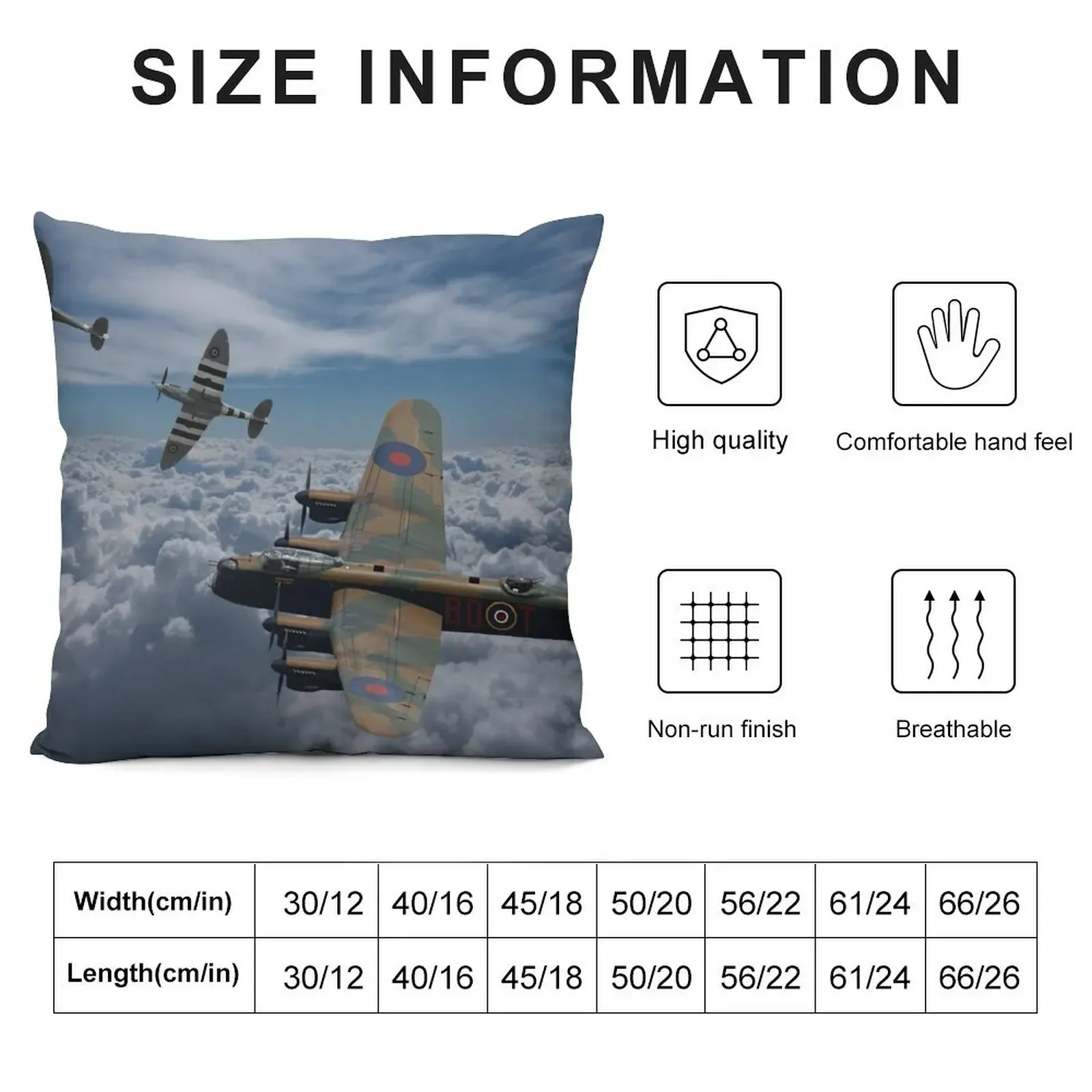 Lancaster Bomber and Spitfire Escort Throw Pillow pillow cover luxury Cushion Cover Set bed pillows pillow