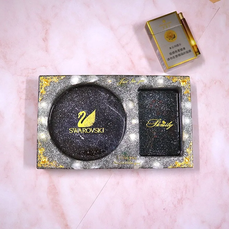 DIY Creative Ashtray Crystal Silicone Mold Two In One Cigarette Storage Box UV Epoxy Resin Molds Ashtray Crafts Home Decoration