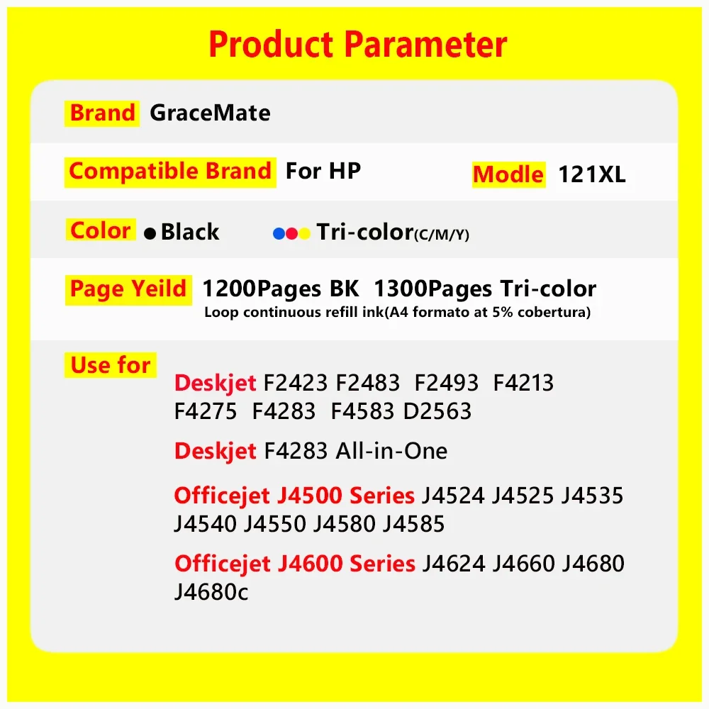 121XL Refillable Ink Cartridge Compatible for hp 121 hp121 for HP photosmart C4683 Deskjet D2563 F4283 F2423 F2483 F2493 printer