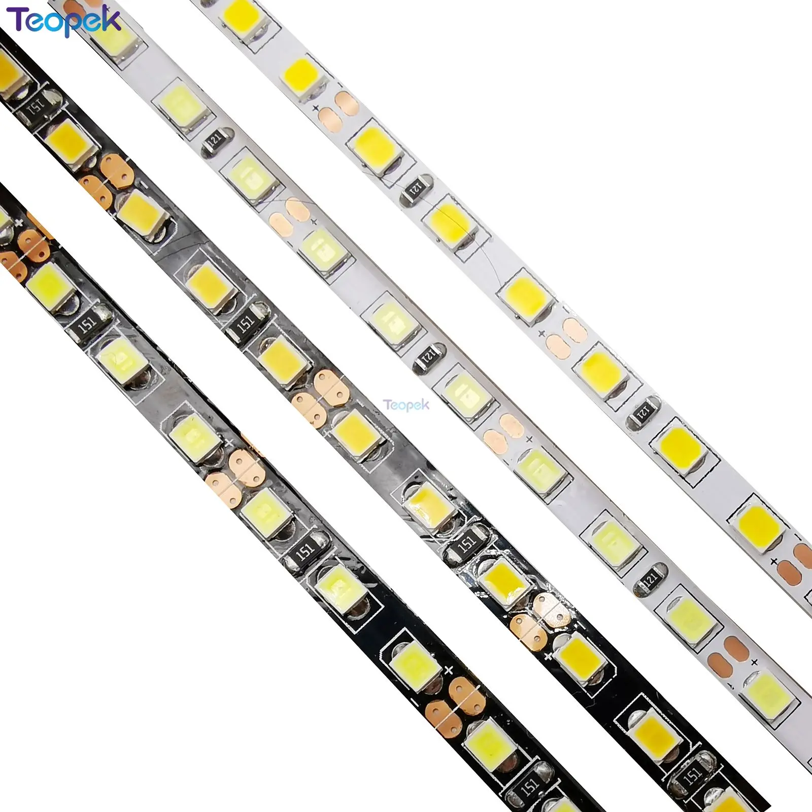 fita flexivel de led mm de largura pcb 2835 smd 600 led 12v 120 led m branco branco quente 5m branco ou preto pcb 01