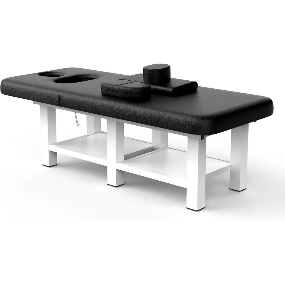 

Wide Metal Massage Table with Backrest, 31.5 x 75, PU Leather, Ideal for Physical Therapy and Spa Treatments