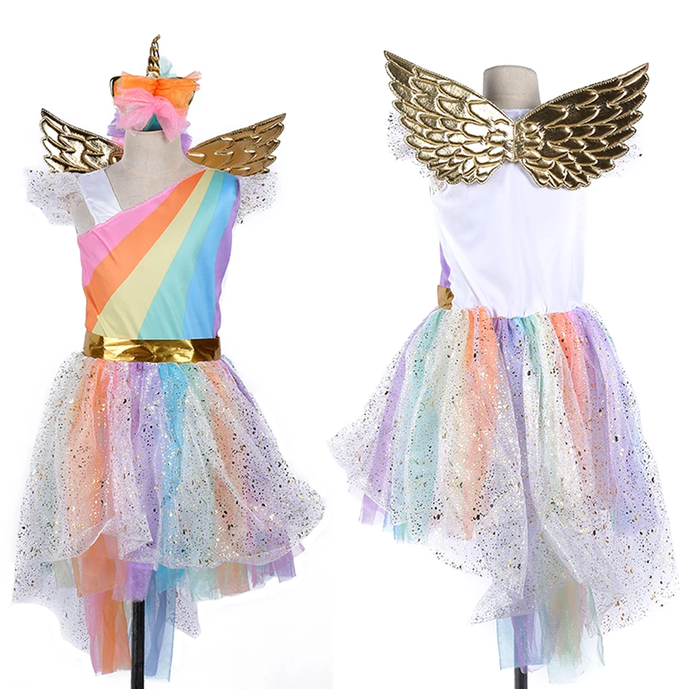 

Unicorn Dress Girls Costume Kids Clothes Child Fairy Outfit Wing Headband Skirt Unicorn Costumes Fancy Dresses Halloween Cosplay