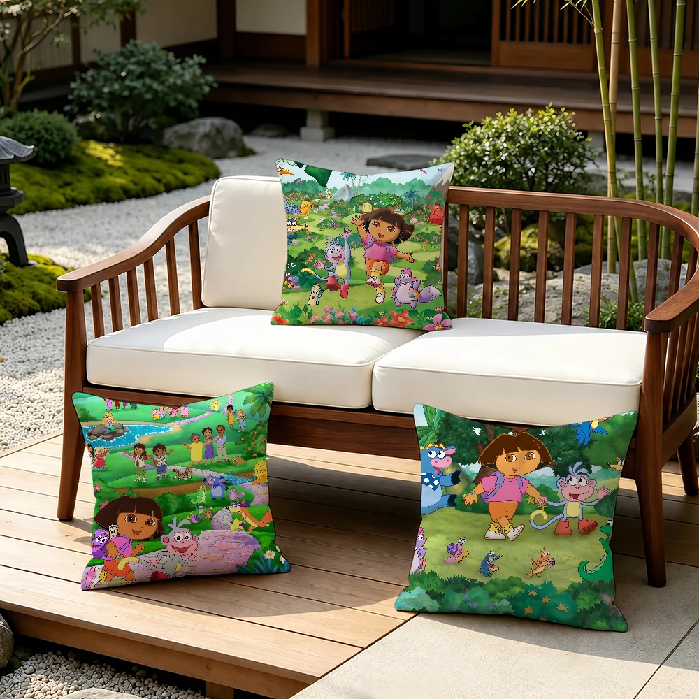 Cartoon D-Dora the E-Explorer cushion cover Double Sided Printed Cushion Cover Minimalist Soft Skin Friendly Pillowcase