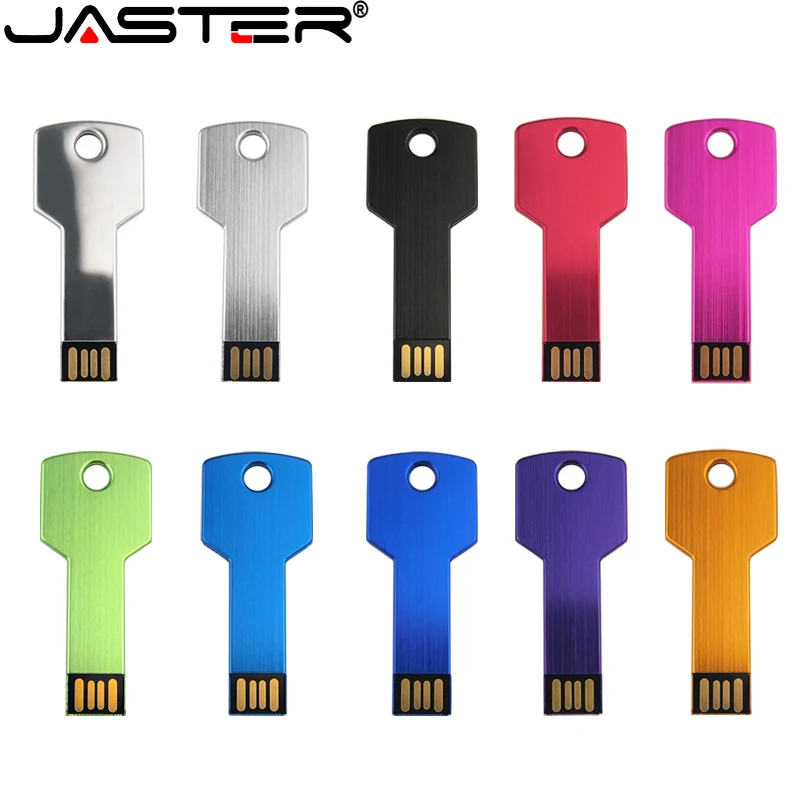 

Metal Key Shape USB 2.0 Flash Drive Waterproof Memory Stick 64GB High Speed ​​Real Capacity Pen Drive Fashionable U Disk Gift