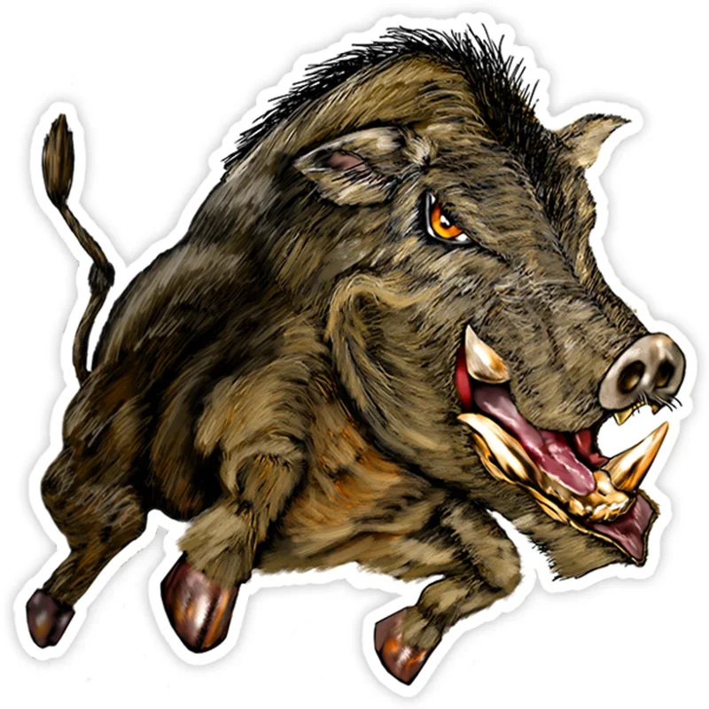 Car Sticker Various Sizes PVC Decal Fierce Wild Boar Waterproof on Bumper Rear Window Laptop Refrigerator Toilet 13cm *13cm