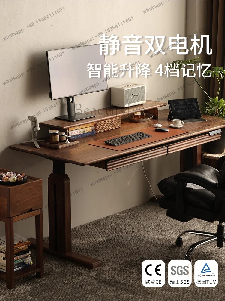 

yj9 North American black walnut electric lifting desk smart solid wood lifting desk