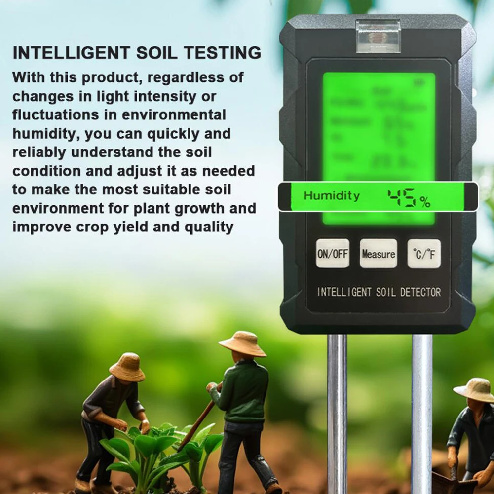 6 in 1 Soil Tester Soil Fertility pH Temperature Humidity Sunlight Air Moisture Tester Soli Analyzer Versatile Gardening Tool