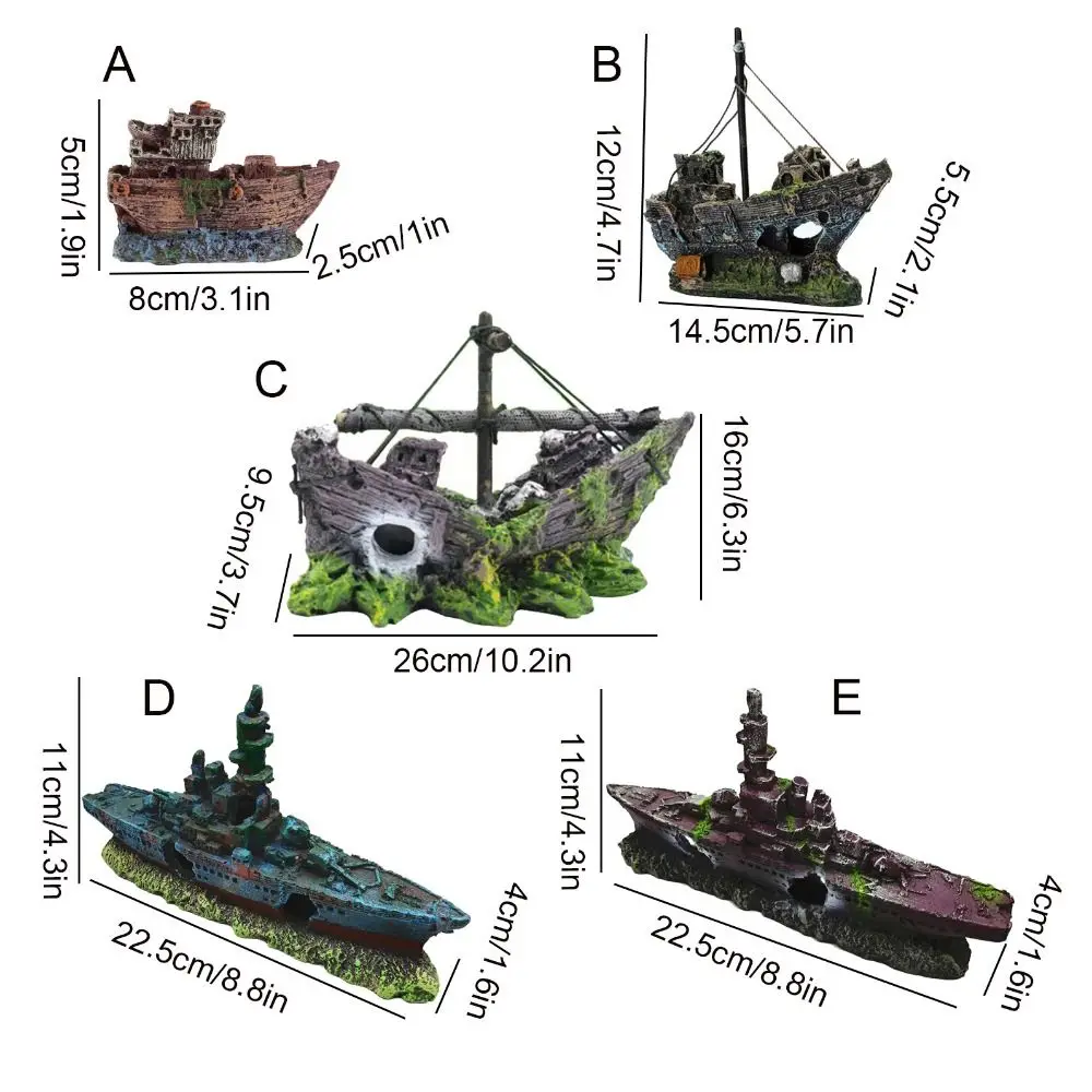 Fish Tank Ornaments Pirate Ships Landscape Resin Ship Aquarium Decorations FishTank Accessories