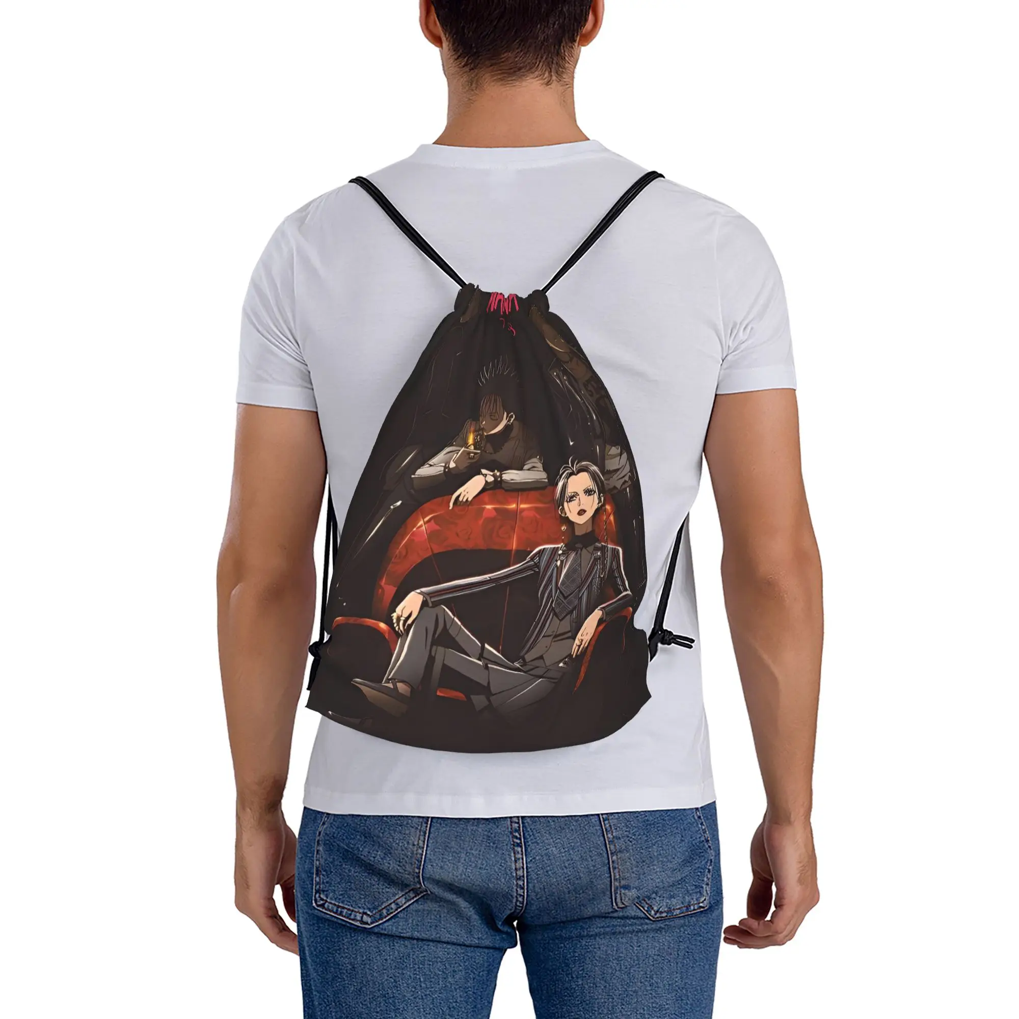 Nana Anime Drawstring Bag  Football Gym Men BackpackPortable Funny Sackpack String Bags