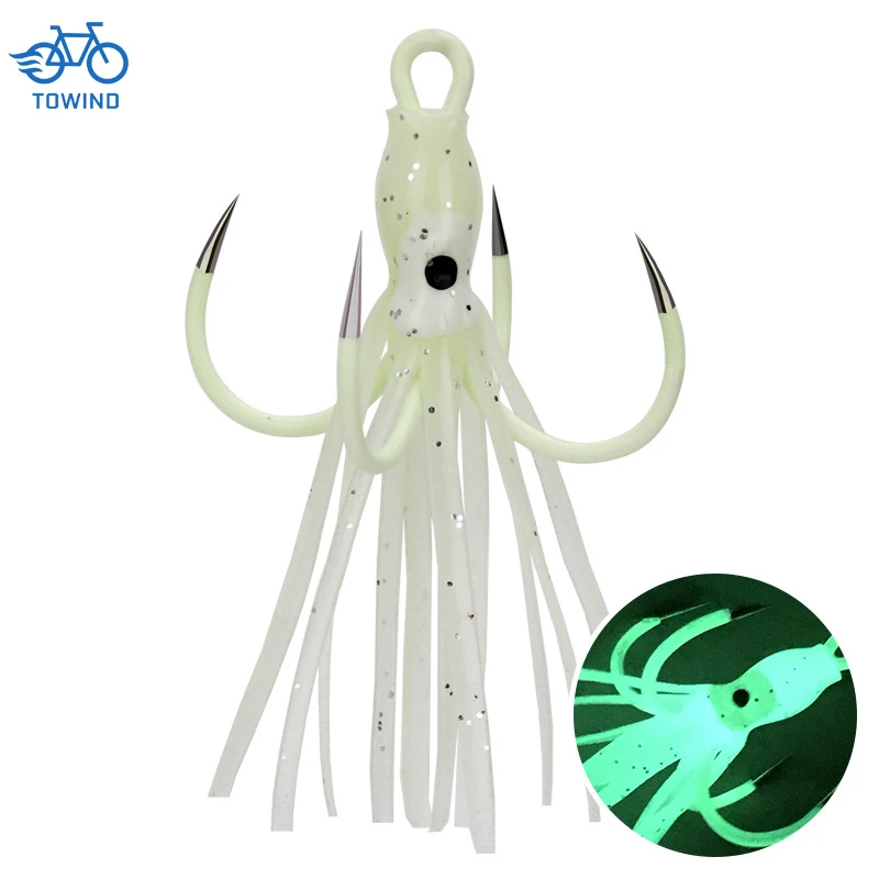 Newest Fluorescent Squid Skirts Octopus Lures Soft Fishing bait Saltwater Trolling Lure Luminous Casting Jig Bait