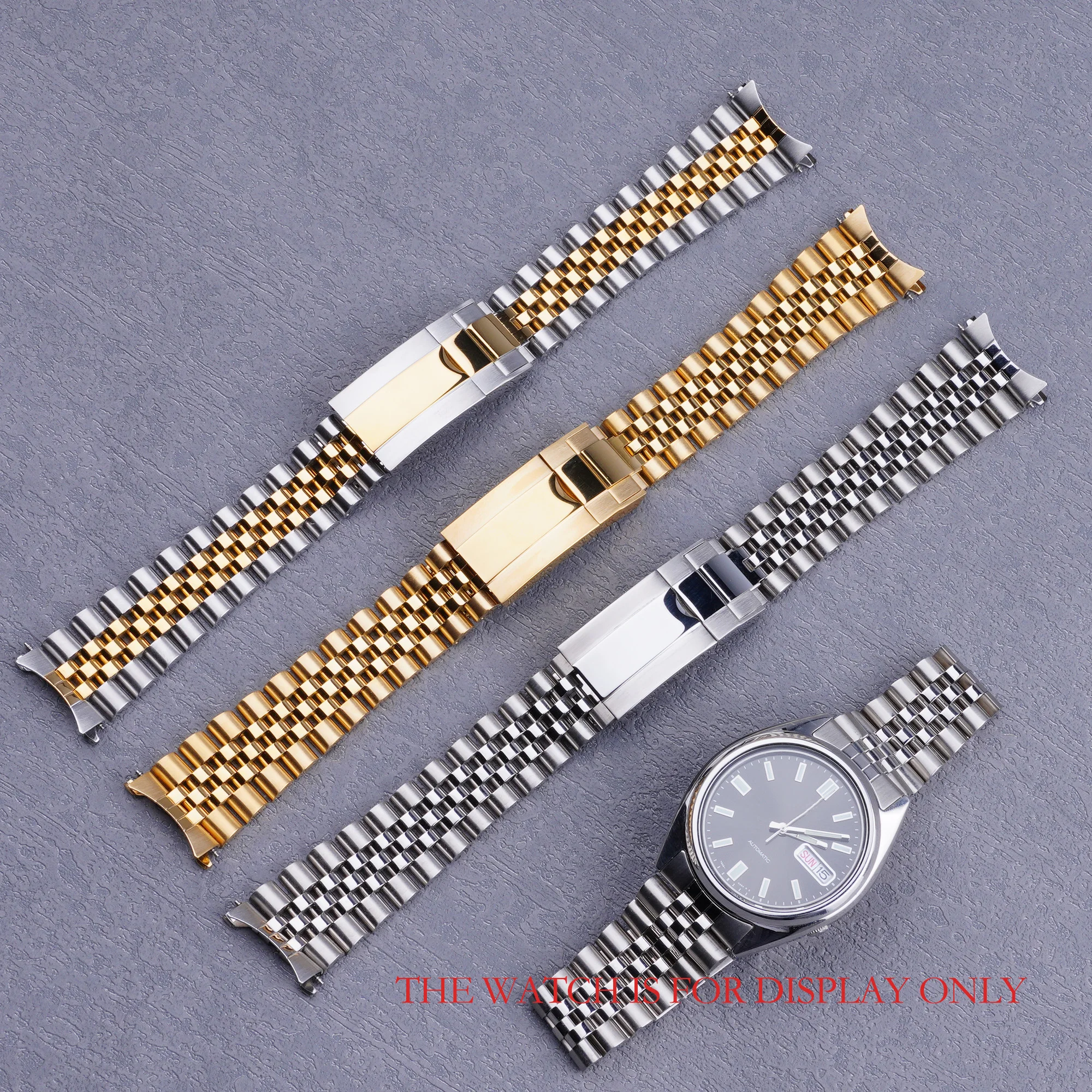 19mm Silver Gold Hollow Curved End Solid Screw Links Watch Band Jubilee strap For Seiko 5 SNXS73 75 7SNXS80 SNXS81 SNXF05 SNXG47