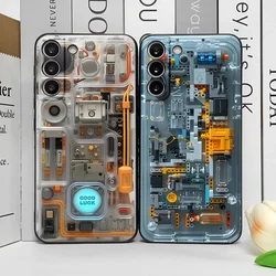 Advanced Circuit Board Phone Case for Samsung Galaxy S25 Edge S24 S23 S22 S21 S20 Ultra Plus FE A55 Shockproof Soft Cover Fundas