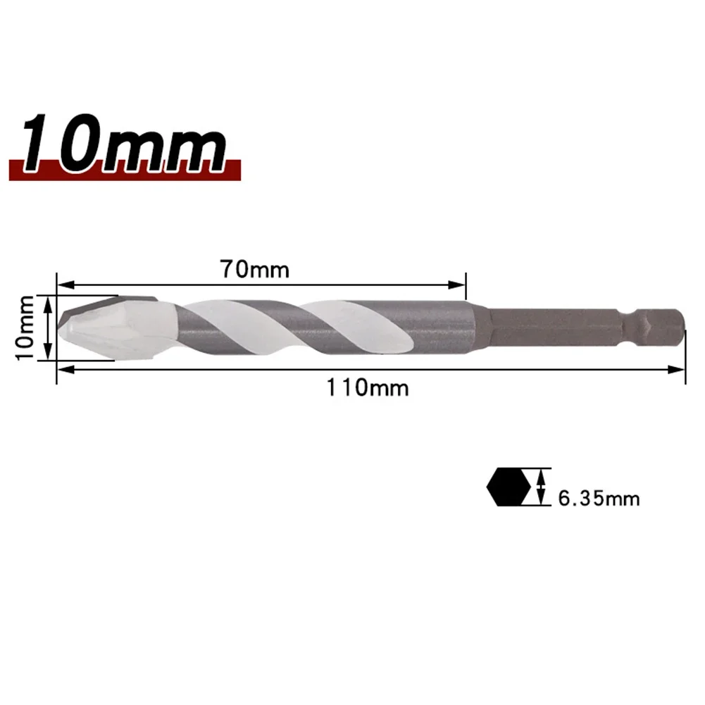 Para tuberías de PVC, vástago Hexagonal, broca para azulejos, diseño de cabeza biselada, eliminación de virutas, ranura de Chip doble en forma de U