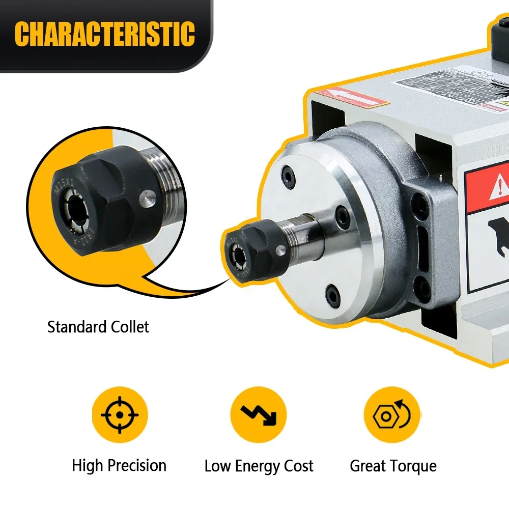 110/380V Square 2.2KW Air Cooled Spindle Motor ER20 220V 24000rpm For CNC Router