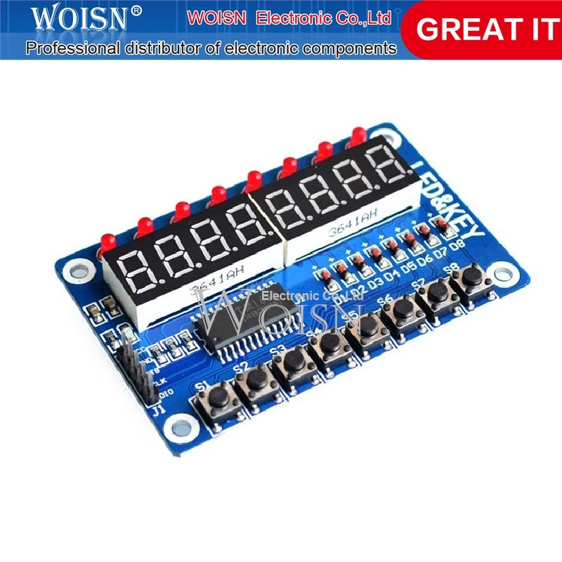 5pcs/lot TM1638 button digital tube LED display module 8-bit digital tube LED button