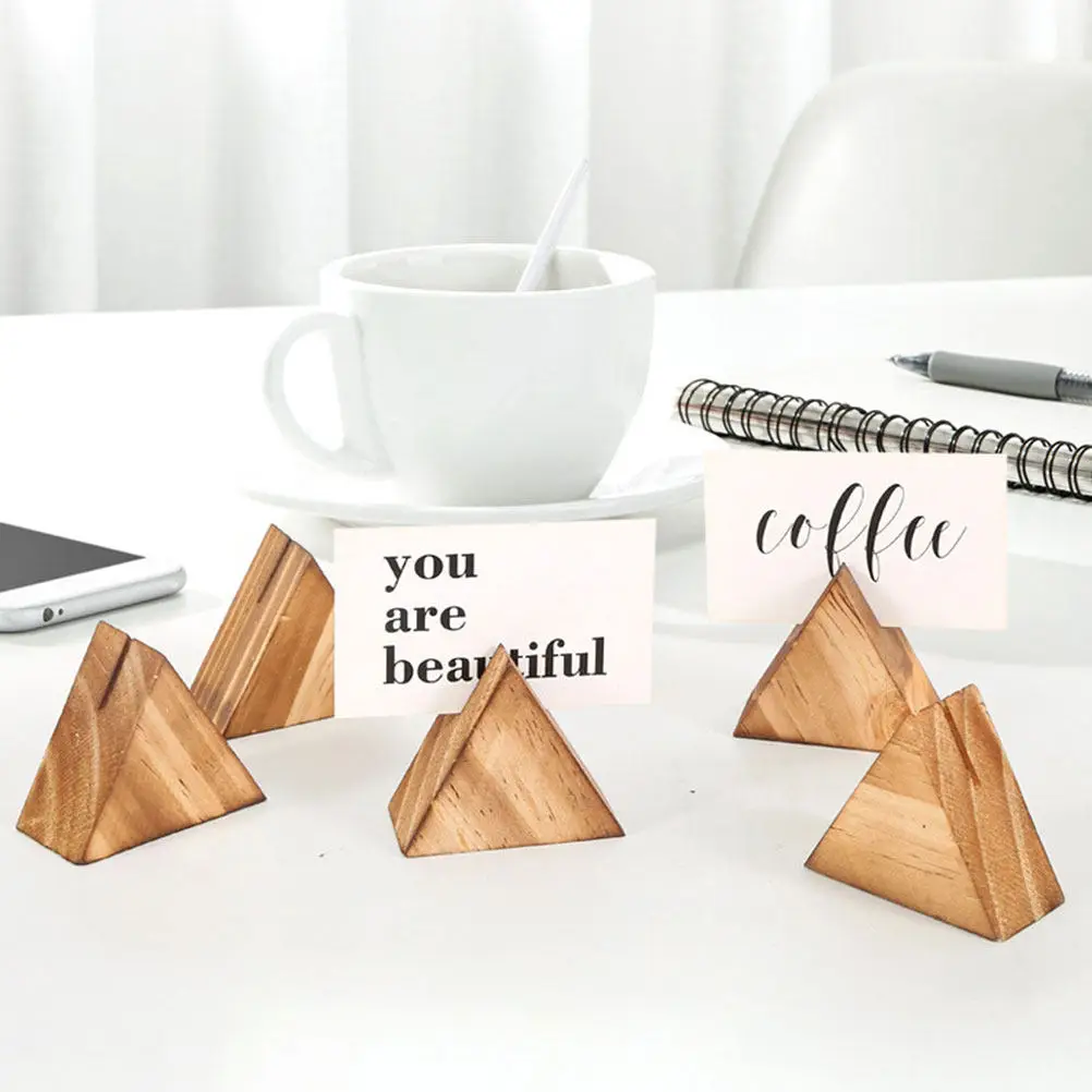 10pcs Wooden Card Holder Desk Display Stand for Business Cards, Notes, Place Cards & Table Numbers