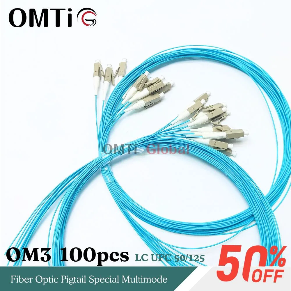 Fiber Optic Pigtail 0.9Mm MM Simplex LSZH 10 Gigabit Multimode OM3 LC-UPC 100Pcs Lot FTTH