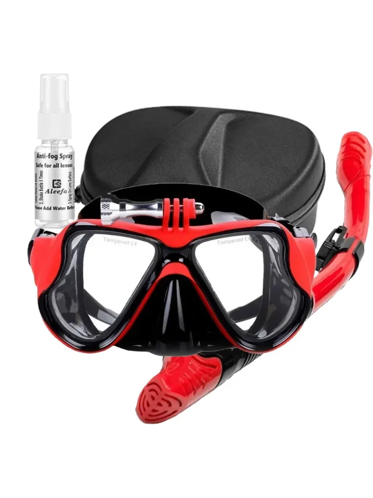 Myopie-Schnorchel- und Tauchmaske für Erwachsene mit Antibeschlag-Spray, Box, Dry-Top-Schnorchel, verstellbarem Riemen, freies Atemdesign