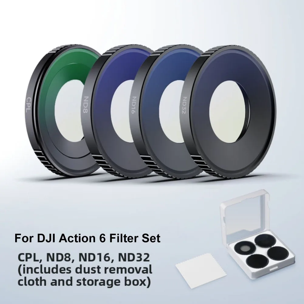 

Набор фильтров 4в1 для DJI Action6, включая поляризацию CPL и фильтры ND8 ND16 ND32 с покрытием для превосходного изображения