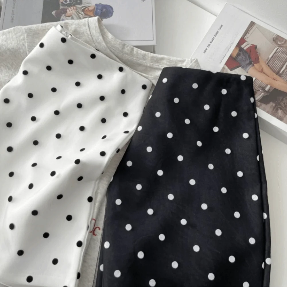 Moda Bodycon Vintage Polka Dot Skirt Korean Style Casual Slim Fit Skirt Zipper A-line Skirt Date Night