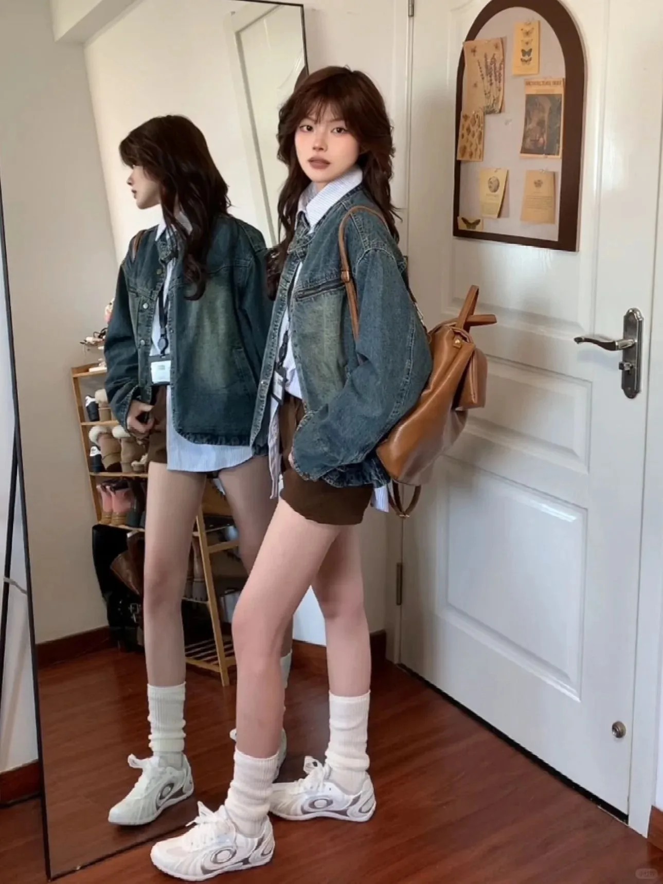 سترات دينم للسيدات للنساء متوسطة لامعة رعاة البقر يؤرخ جلد مطابقة المدرسة البديلة سايبر سبليت معطف الشارع البرتقالي البضائع #3