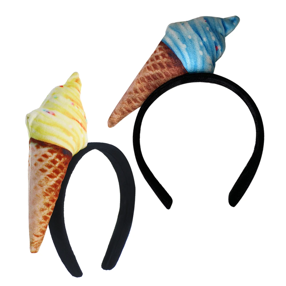 

2pcs IceCreamHeadbands Women Cute HairAccessories Girls Spa DecoratedBands StylingTools HairDecorations SoftComfort Fit
