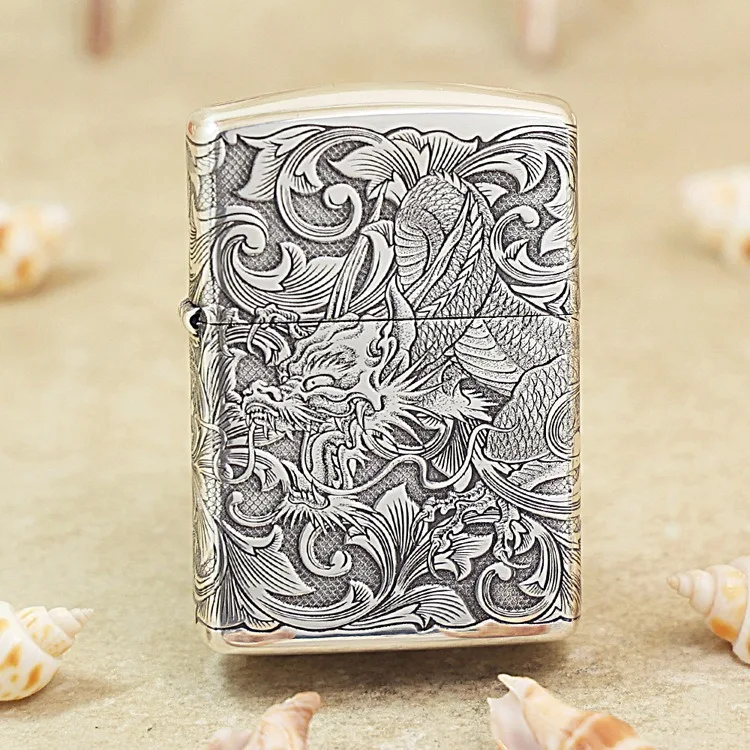 

Оригинальная Посеребренная китайская масляная Зажигалка Zippo, медные зеркальные зажигалки, подарок, антифальшивый код