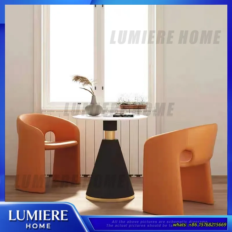 Modern Minimalist Coffee Chair Set for Lobby Reception Room with 1 Table and 4 Chairs Comfortable Lounge Seating for Cafe