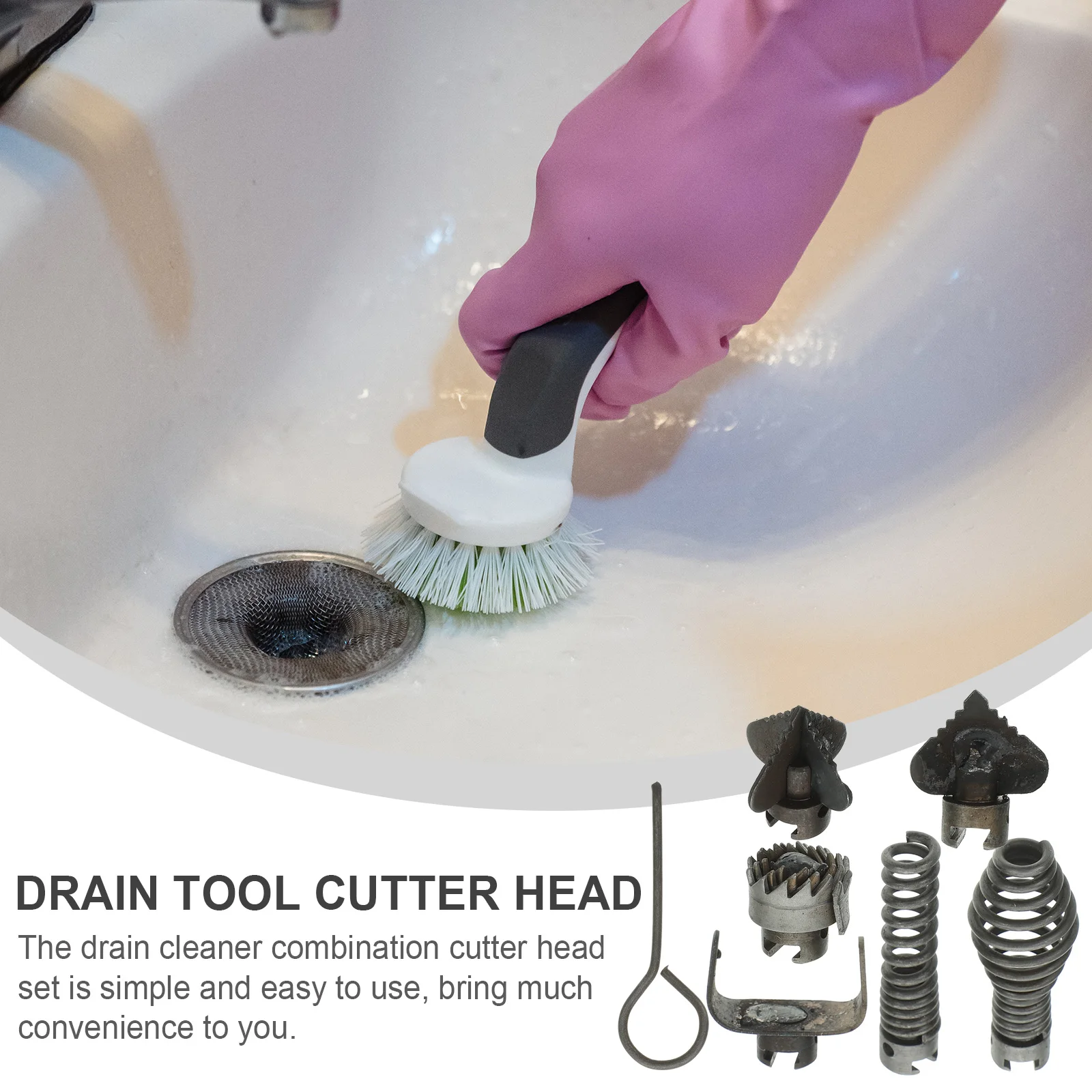 

1Set Drain Cleaner Cutter Head Combination Lightweight Rust Resistant Tool for Efficient Pipeline Dredging and Cleaning