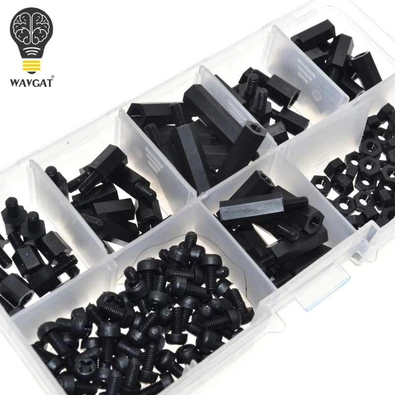 AEAK M3 Nylon Black Hex M-F Spacers/ Screws/ Nuts Assorted Kit, Standoff