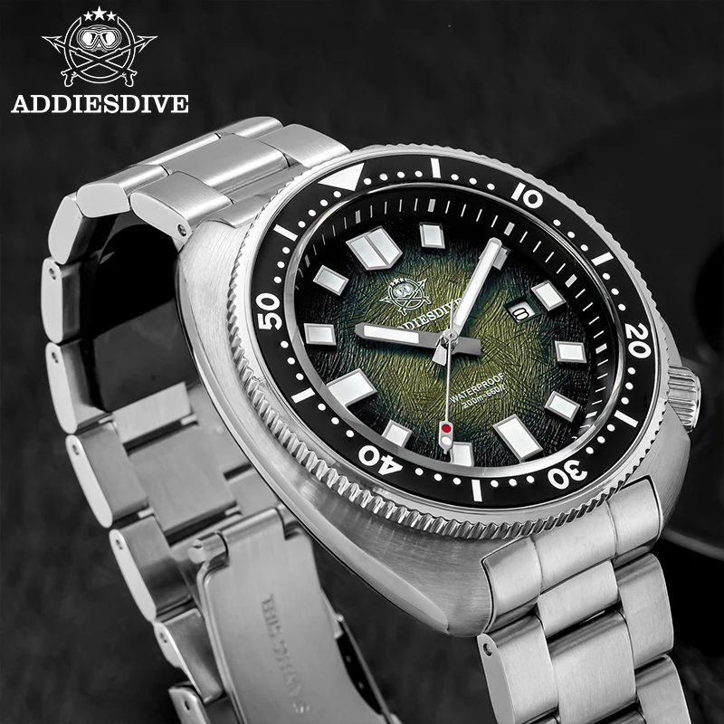 Relojes de cuarzo ADDIESDIVE para hombre, reloj masculino de cristal de zafiro de acero inoxidable, reloj de buceo superluminoso 20Bar resistente al agua AD2511