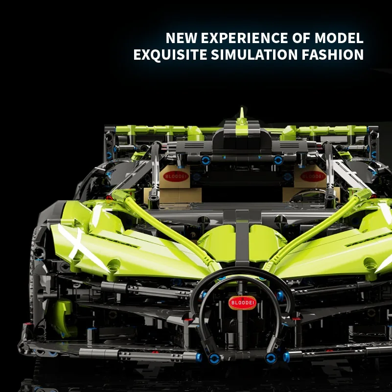 1:8 green sports car creative static model, challenging assembly model, educational toy figurine, birthday gift