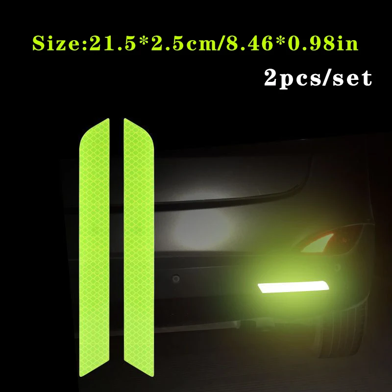 2pcs/set Car Bumper Reflective Safety Strip Stickers Car Rear Bumper Reflective Sticker Reflective Warning Safety Tape