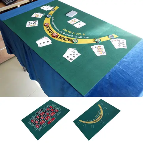 Double-sided Poker Layout Mat Blackjack And Texas Holdem Available Table Mat Craps And Roulette Table Felt Green Fabric Mat