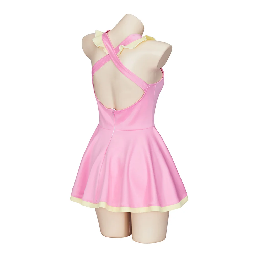 Anime Me!Me!Me! Chan Cosplay Costume Women Sexy Pink Mini Dress Full Set Halloween Carnival Party Outfit