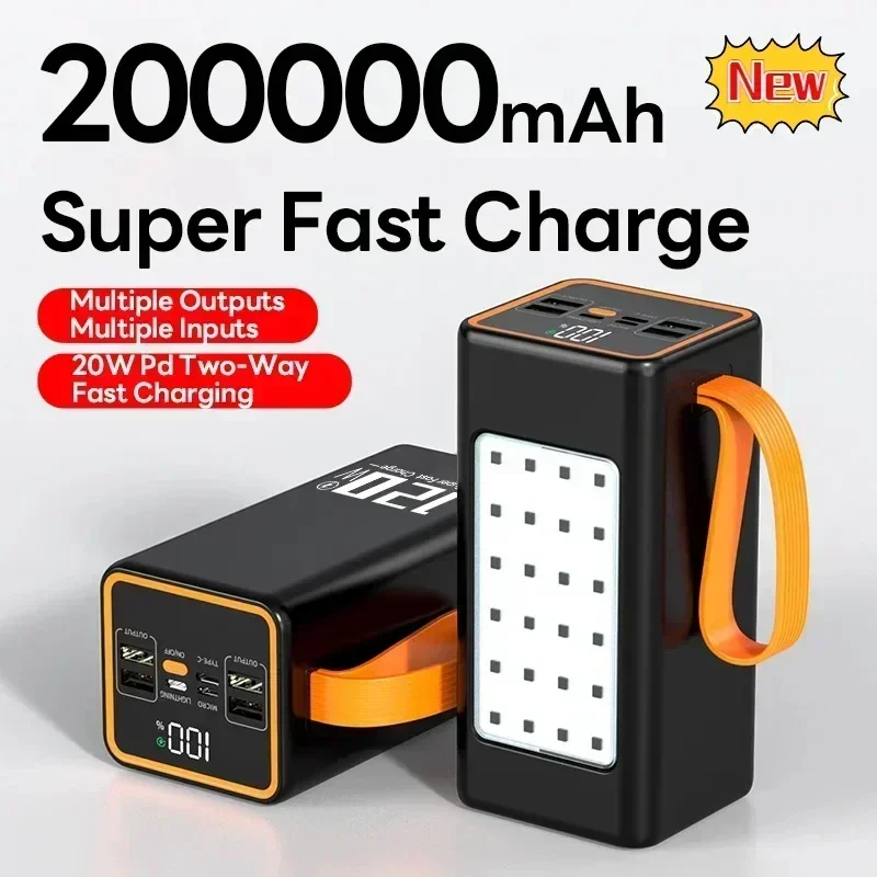 120W New Super Fast Charging 200000mAh Power Bank for Iphone Xiaomi Laptop LED Light Powerbank Portable External Battery Charger