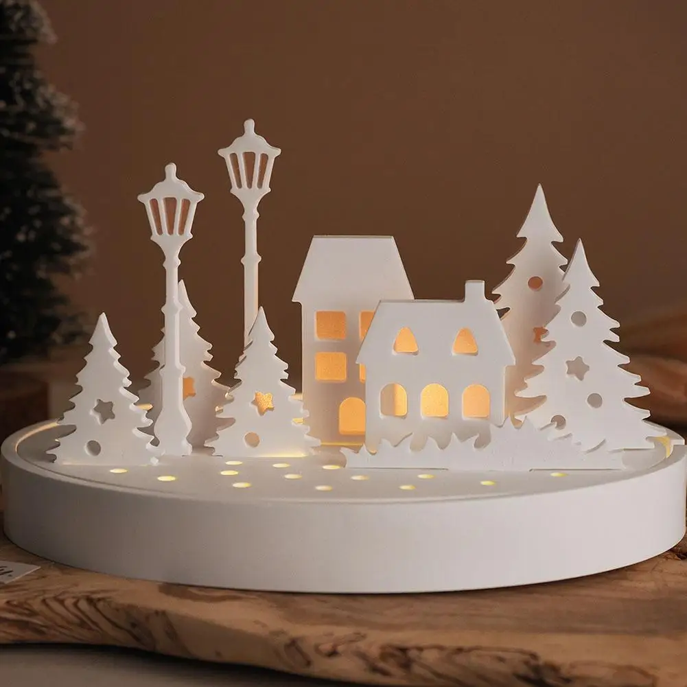 

Hollow Out Streetscape Candle Holder Insert Silicone Light Silhouette DIY Resin Ornament Night Gypsum Mold Decorative Mold G4M7